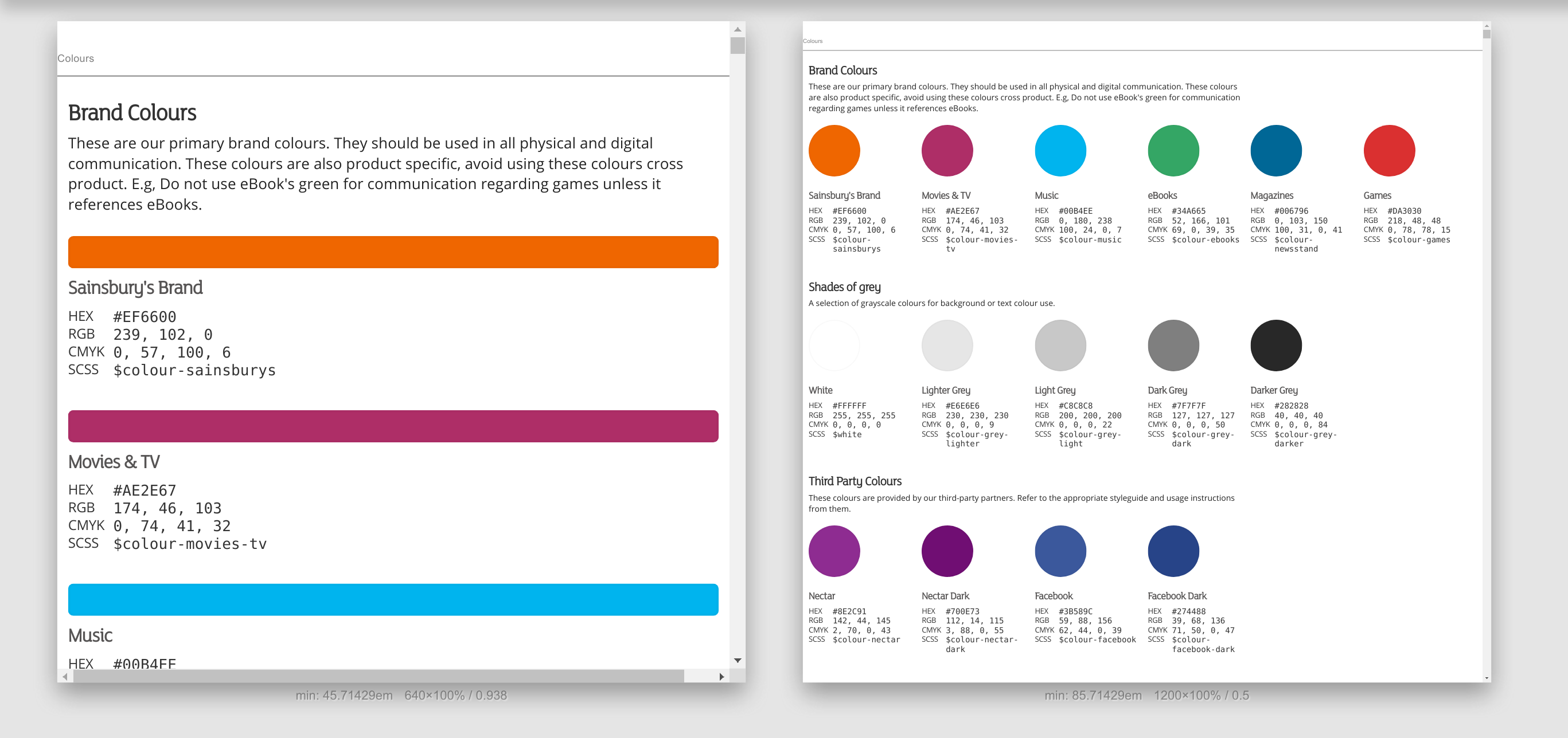 The pattern library for Sainsbury's Entertainment on Demand